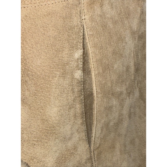 Vintage St. John's Bay Washable Tan Leather Suede & Faux Shearling Fur Coat- Lar - Picture 6 of 16